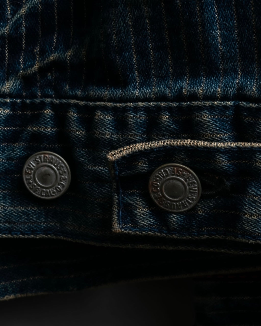 "Levi's Redloop" Aging process pencil stripe denim jacket