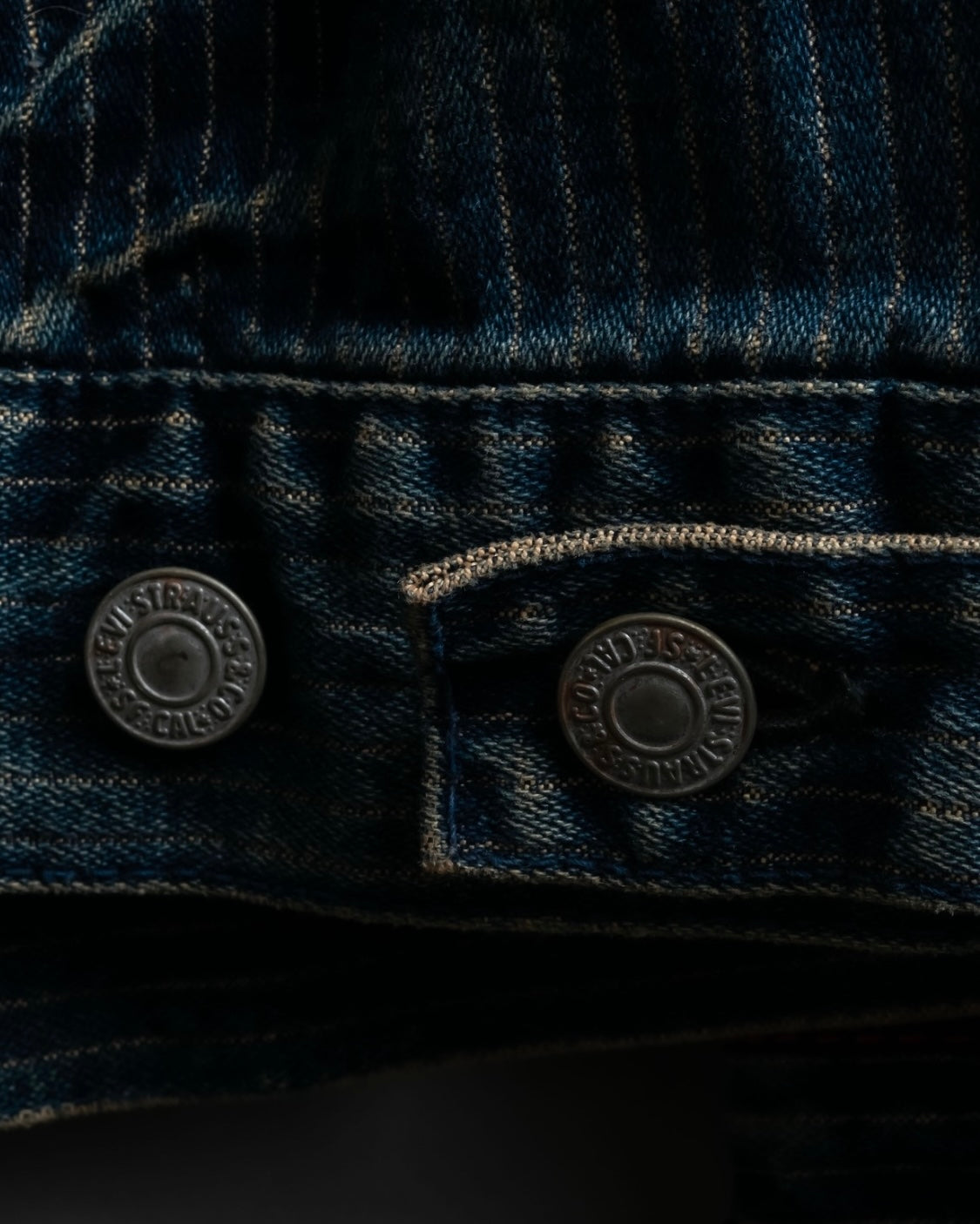 "Levi's Redloop" Aging process pencil stripe denim jacket