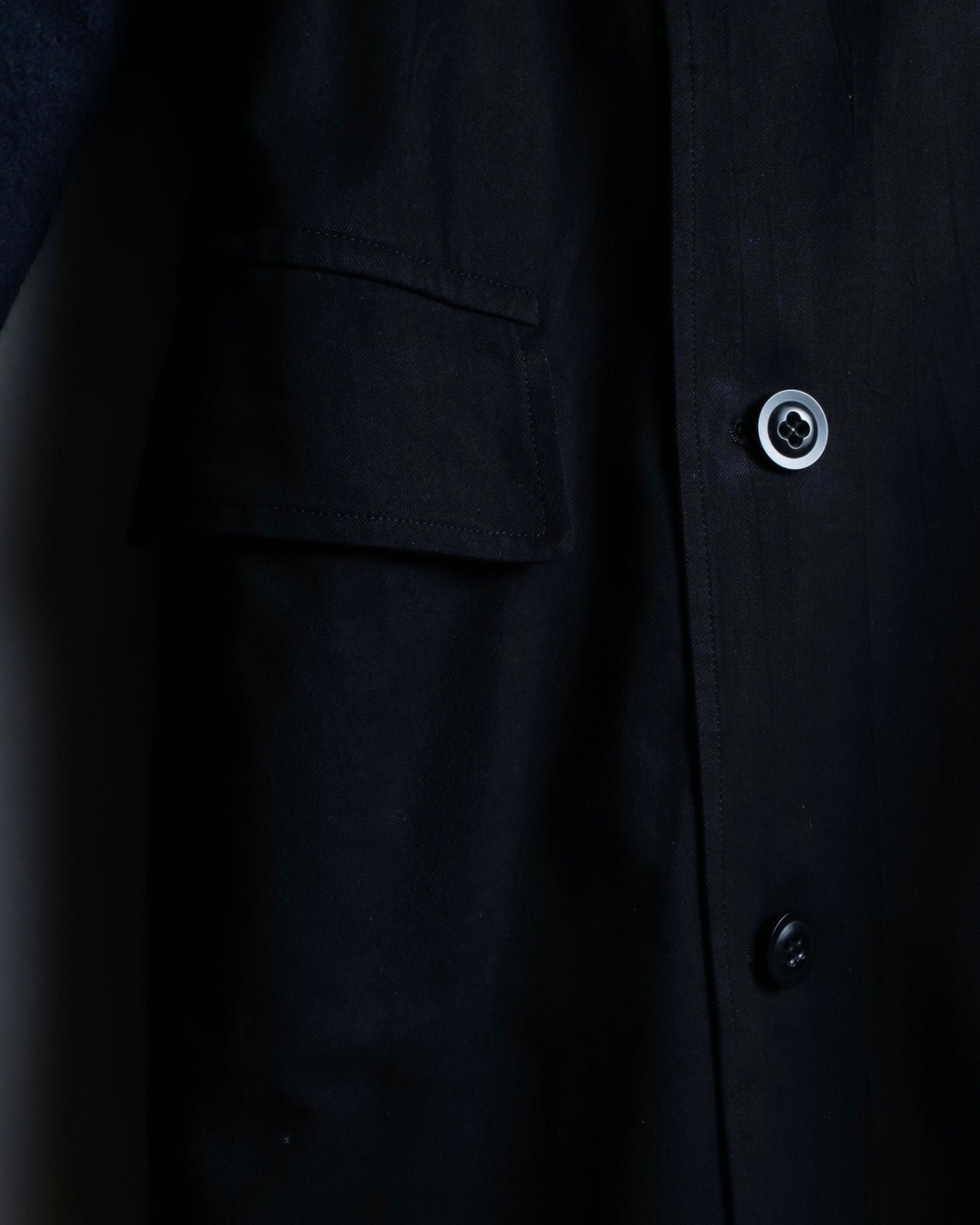 "Y's 2018 aw" Long coat with euphemistic lapels and different materials