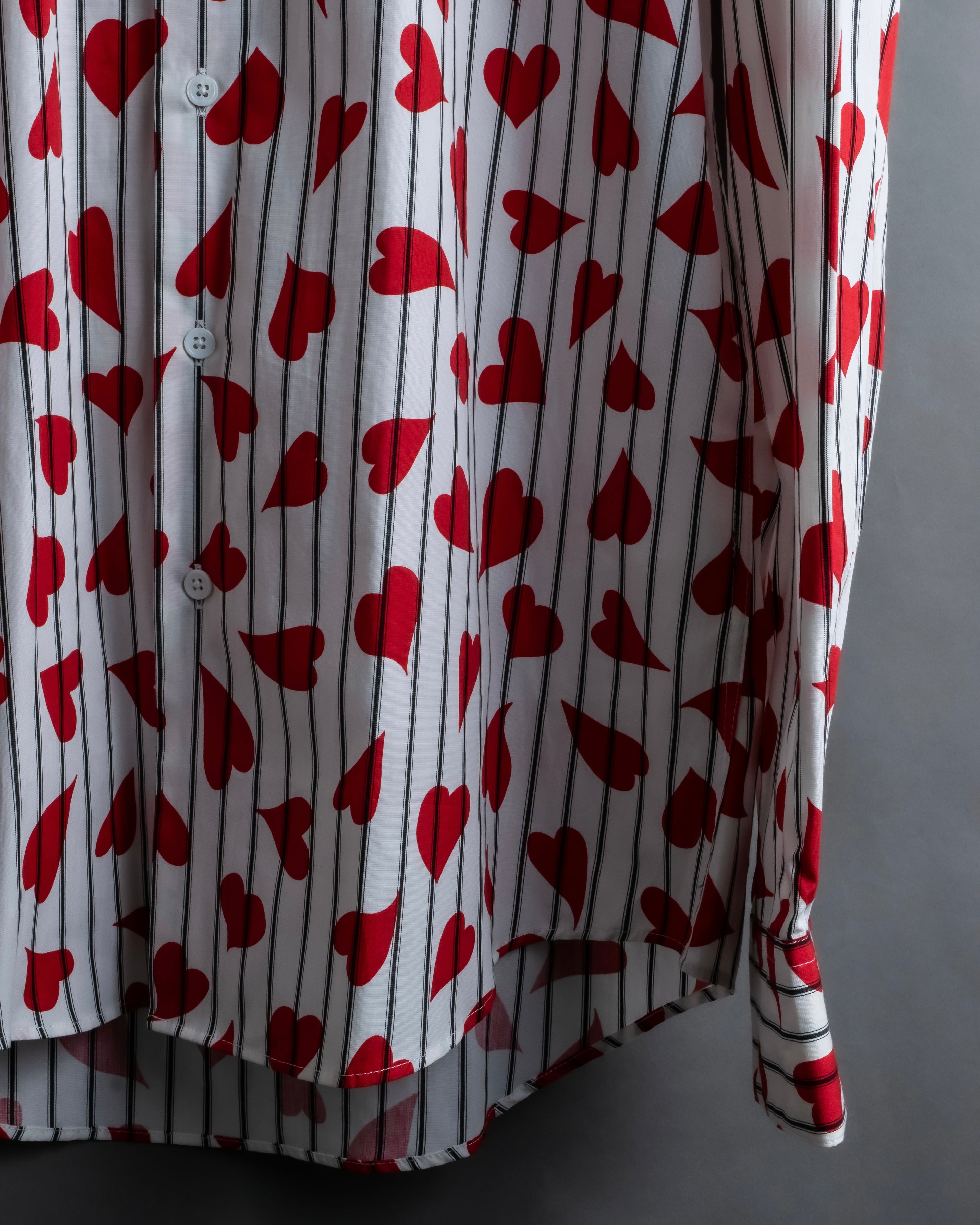 “JW Anderson” heart pattern designed striped shirt