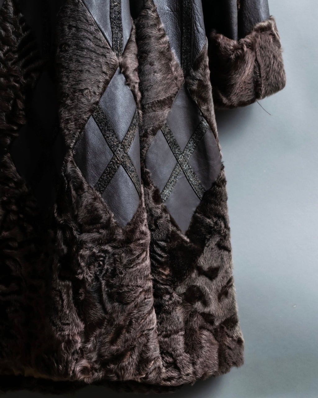 "Guy laroche" vintage real fur leather coat