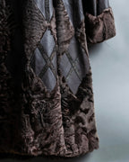 "Guy laroche" vintage real fur leather coat