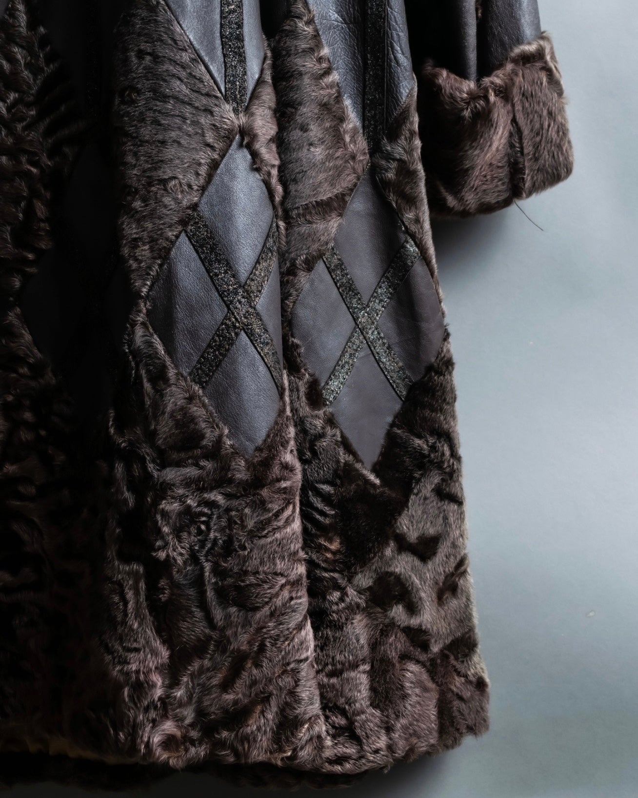 "Guy laroche" vintage real fur leather coat