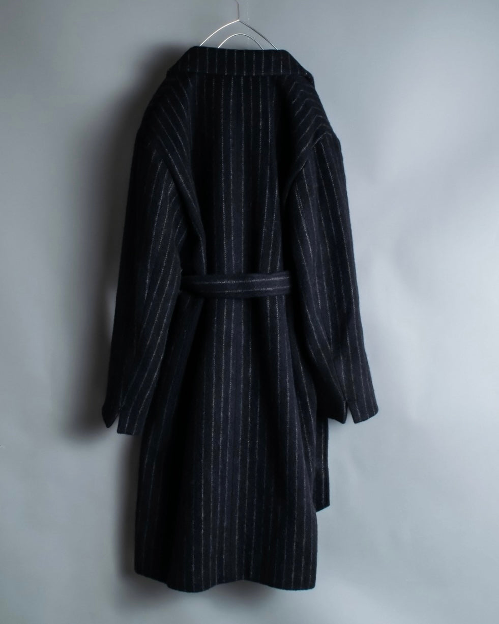 Vintage mohair wool striped gown coat