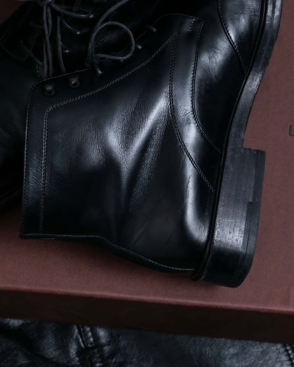 "Louis Vuitton" square toe leather lace-up boots