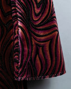 Wave Pattern Velor Stand Collar Shirt Jacket