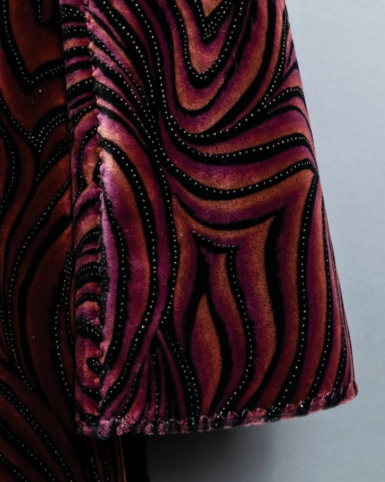 Wave Pattern Velor Stand Collar Shirt Jacket