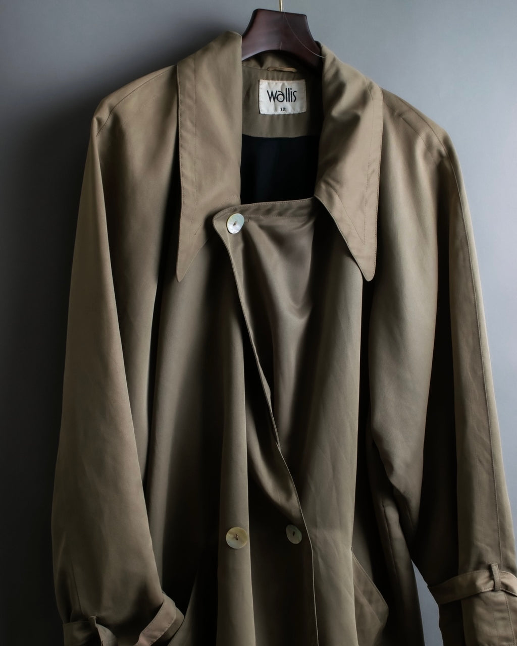 Vintage long collar raglan spring trench jacket