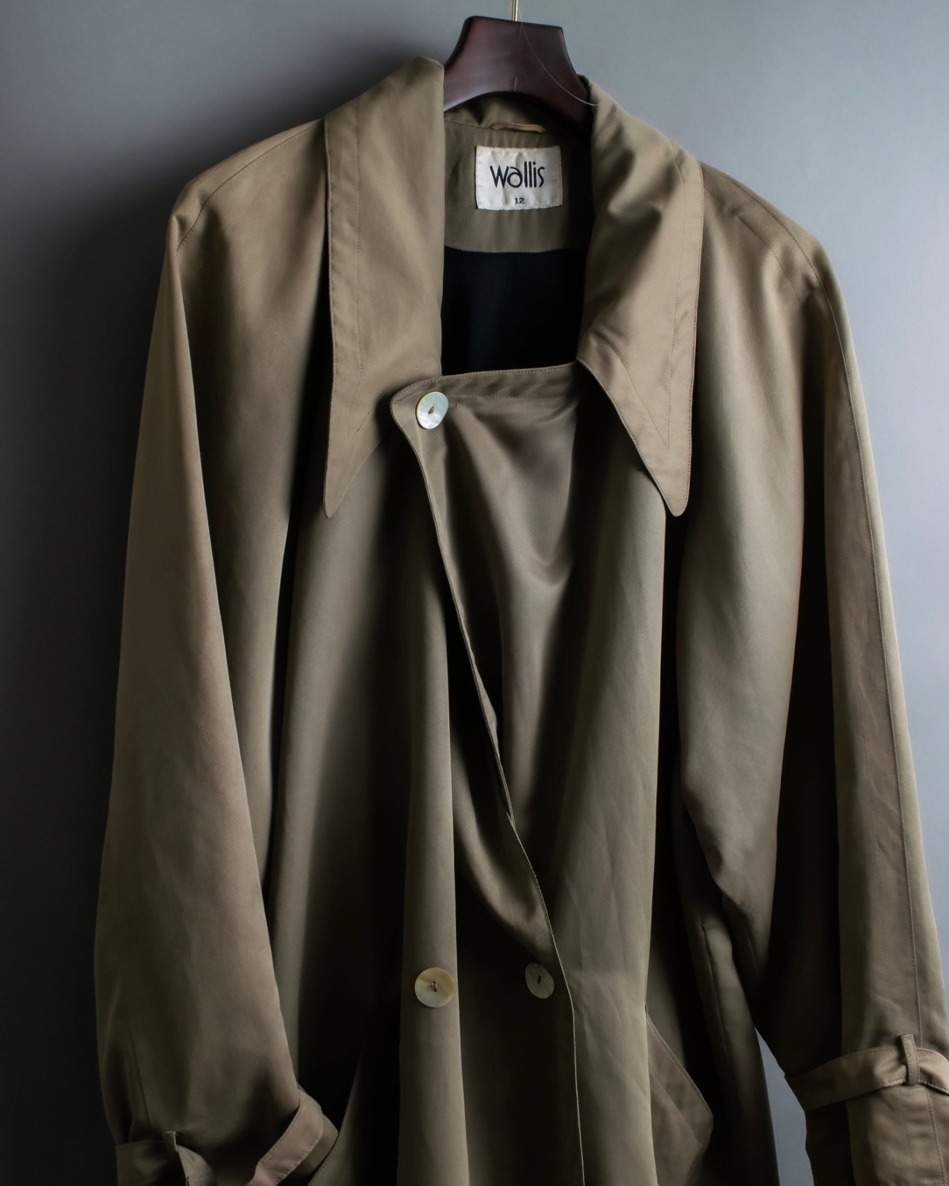 Vintage long collar raglan spring trench jacket