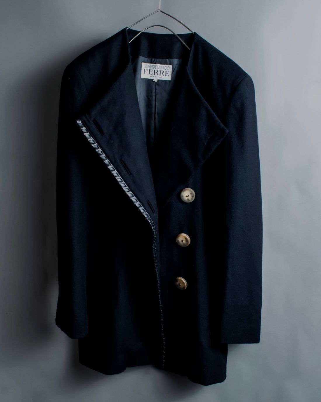"GIANFRANCO FERRE" Virgin wool leather piping jacket