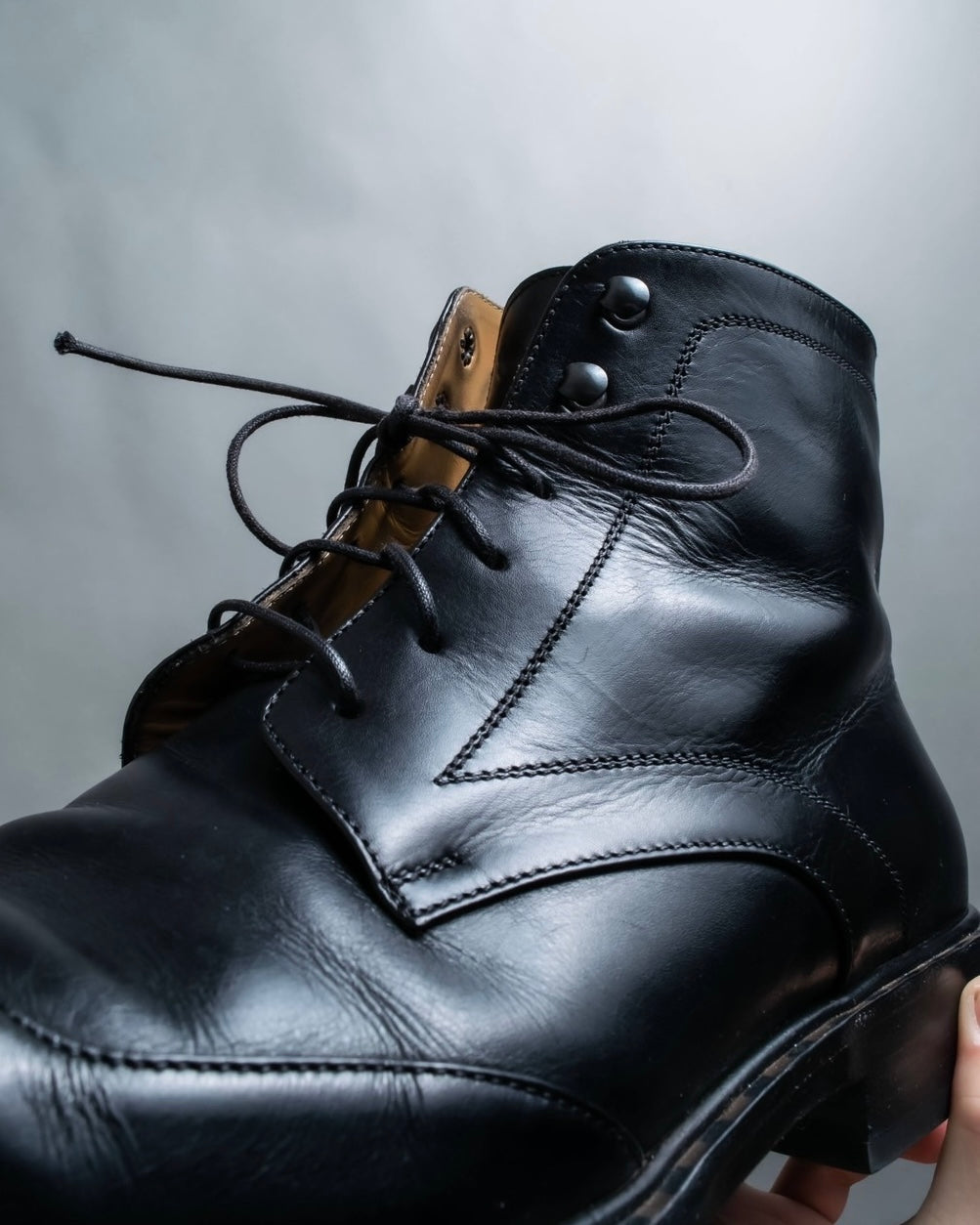 "Louis Vuitton" square toe leather lace-up boots