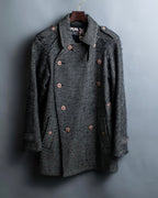 "Jean-Paul GAULTIER" bias striped wool napoleon coat
