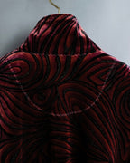 Wave Pattern Velor Stand Collar Shirt Jacket