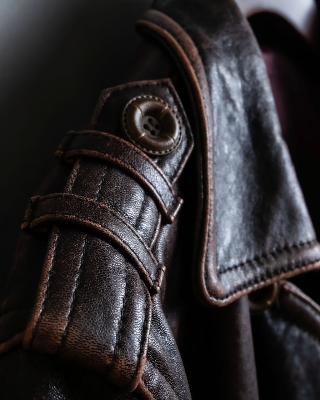 Vintage Thick Leather Red Trench Coat