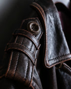 Vintage Thick Leather Red Trench Coat