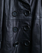 "PEAU D' ANÉ" wide lapel leather coat
