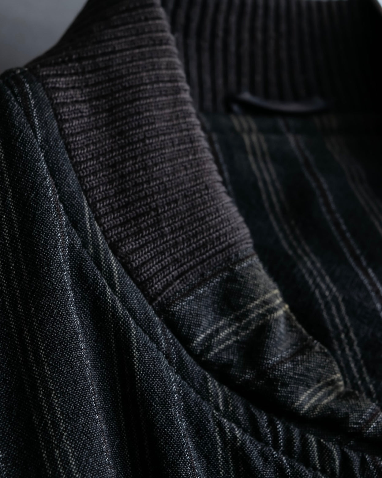 "Comme des Garcons Homme" distressed zip-up striped blouson