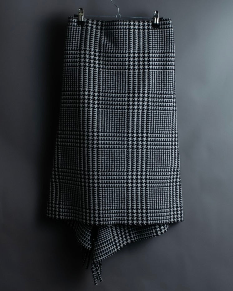 “BALENCIAGA  18AW” Virgin wool  plaid wrapped skirt