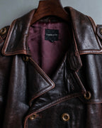 Vintage Thick Leather Red Trench Coat