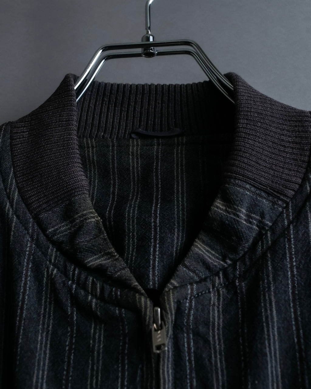 "Comme des Garcons Homme" distressed zip-up striped blouson