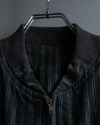"Comme des Garcons Homme" distressed zip-up striped blouson
