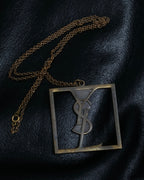 "Yves Saint Laurent" frame design logo motif necklace