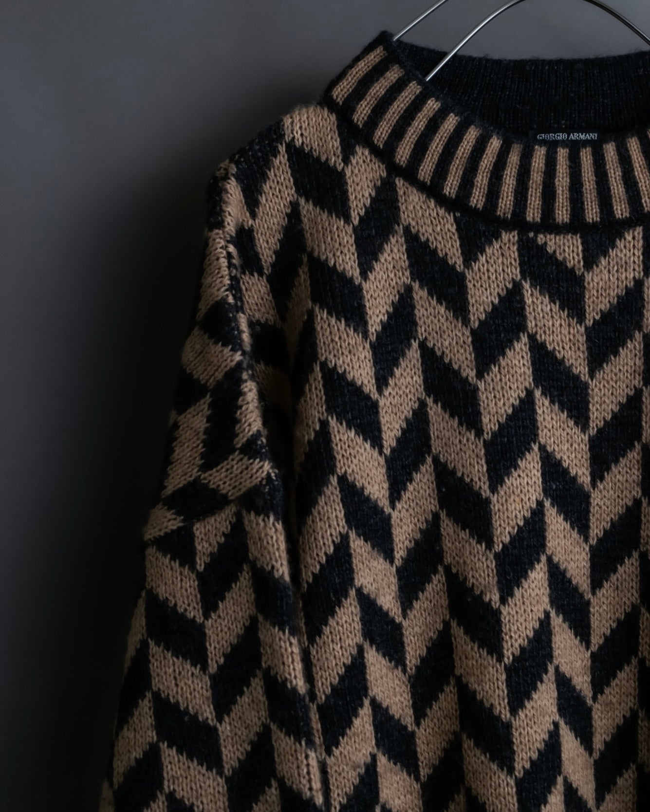 "GIORGIO ARMANI" Geometric pattern rib wool knit