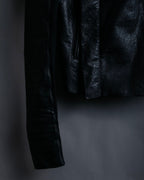 “Rick Owens” lamb leather classic biker jacket with high funnel