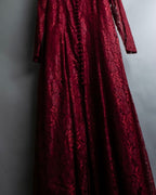 “Vintage” flower motif lace long dress