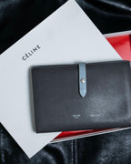 "CELINE" Strap large multi-function leather long wallet