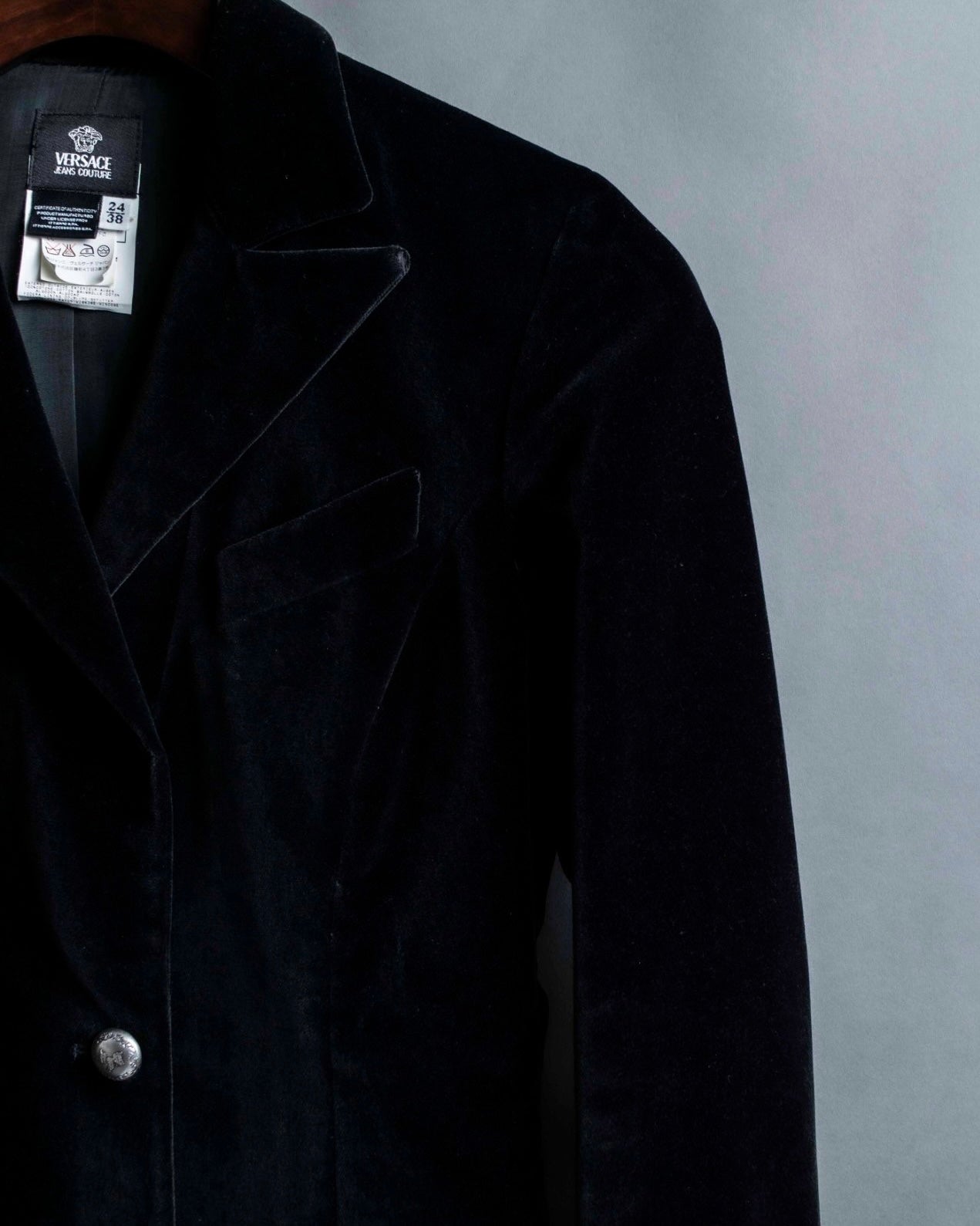 "VERSACE JEANS COUTURE" Velour peak lapel tailored jacket