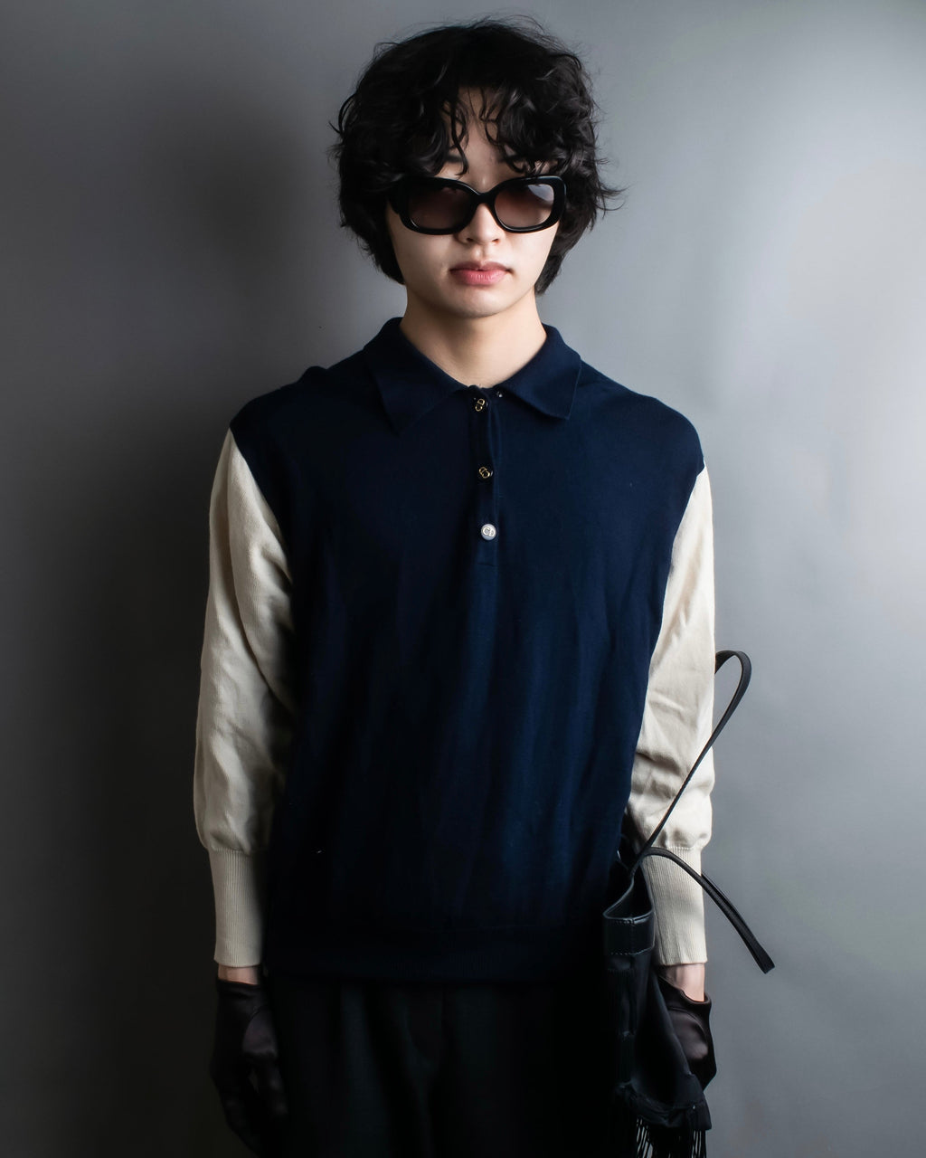 “Christian Dior” CD designed bicolor knit polo