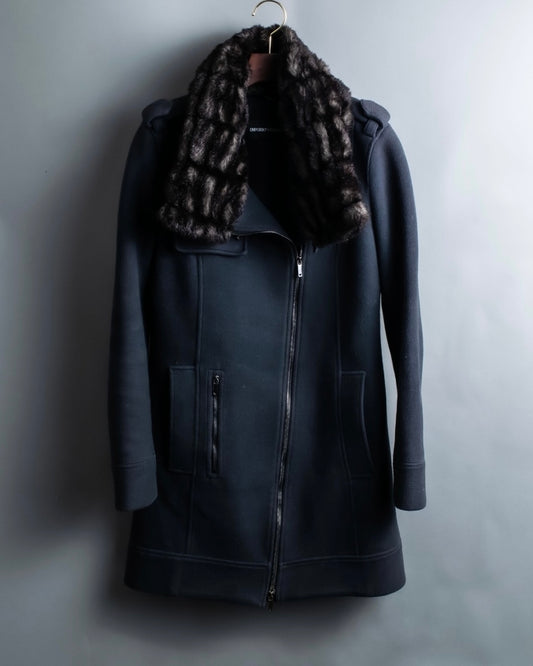 "Emporio Armani" double zip fur collar coat