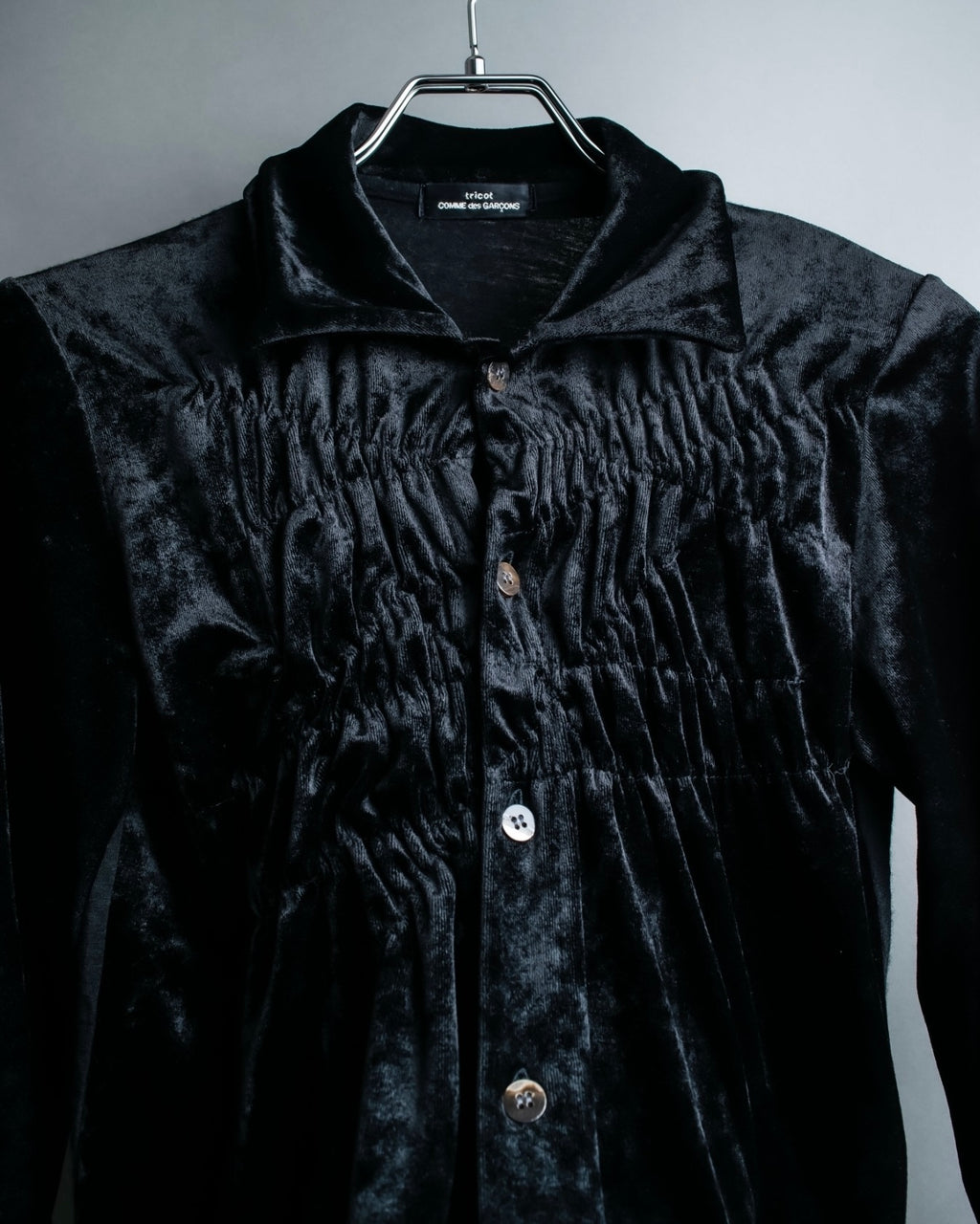 "tricot COMME des GARCONS" Mad velour avant-garde gathered shirt
