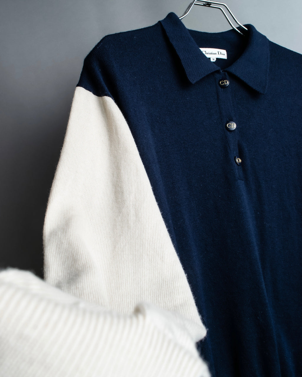 “Christian Dior” CD designed bicolor knit polo
