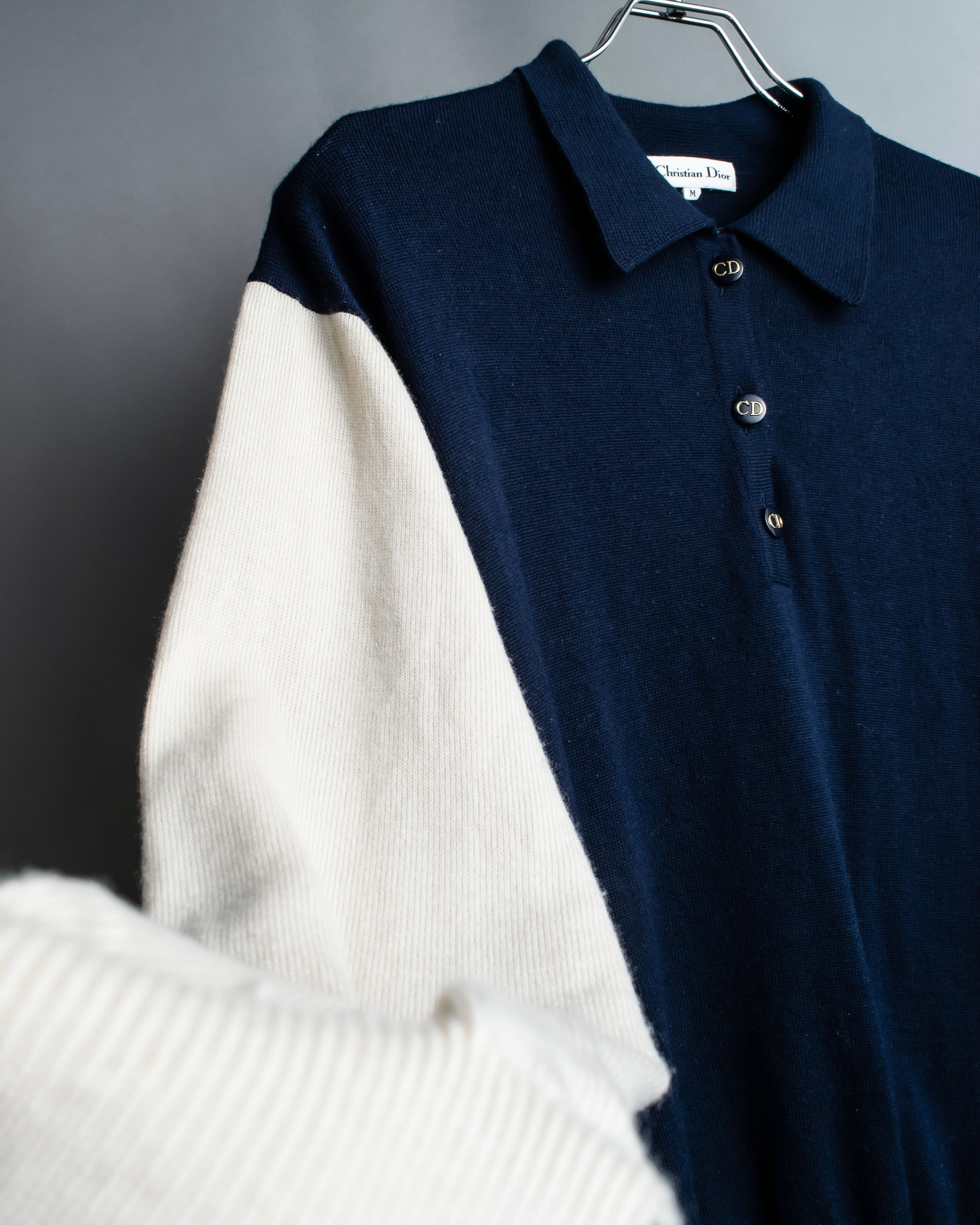 “Christian Dior” CD designed bicolor knit polo