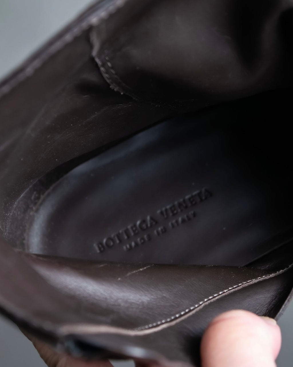 “BOTTEGA VENETA” round toe intrecciato leather boots