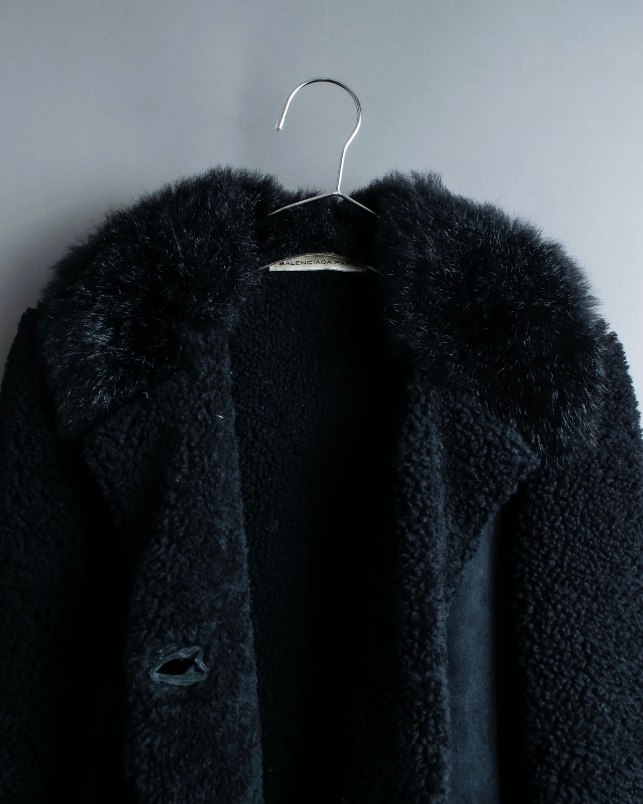 "BALENCIAGA" Opossum Fur Boa Leather Special Coat