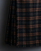 "PRADA" wool check unisex wrap skirt