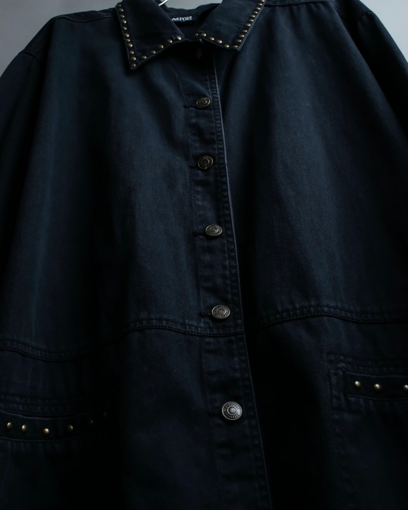 Vintage studded oversized black denim jacket