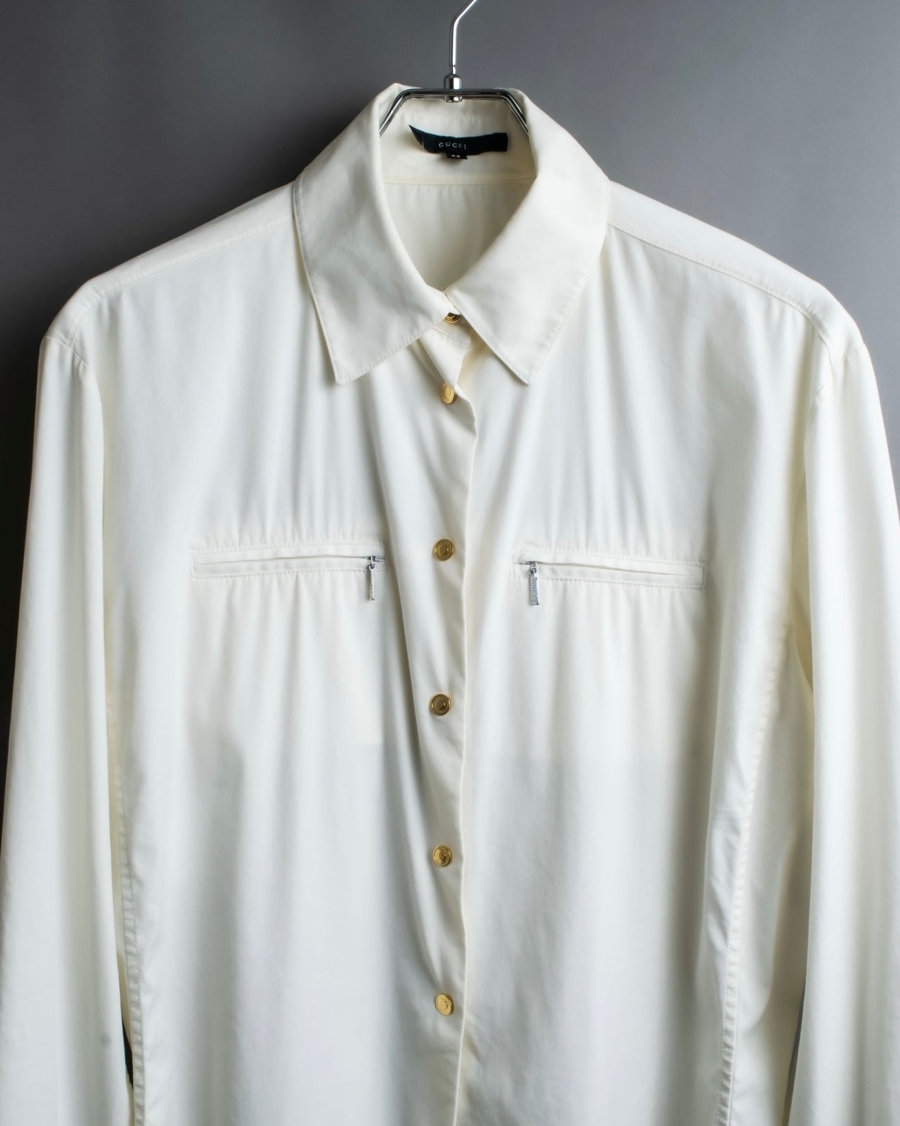"GUCCI" zip pocket designed gold buttons shirt