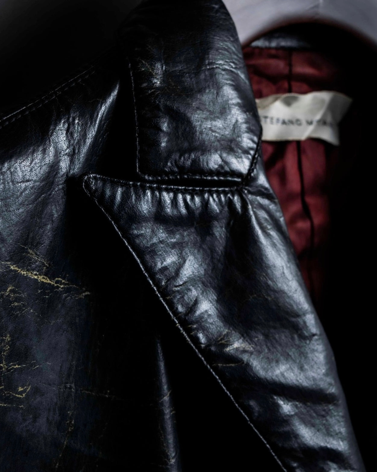 "STEFANO MORTARI" Archive leather crack design jacket