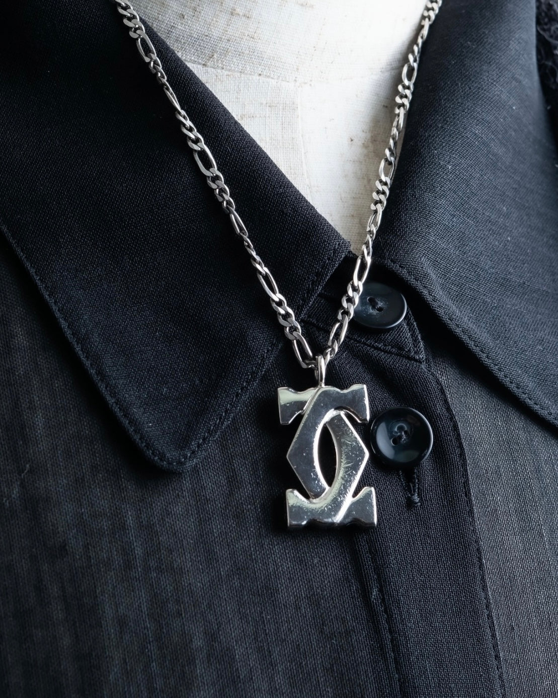 "Cartier" 925 silver logo motif necklace