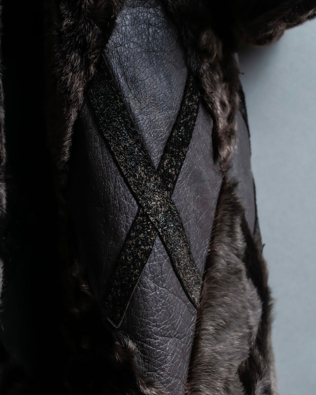 "Guy laroche" vintage real fur leather coat