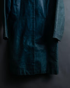 "COACH" light blue faded leather coat