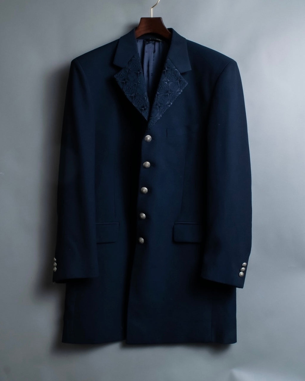 Embroidered oversized jacket coat with vest