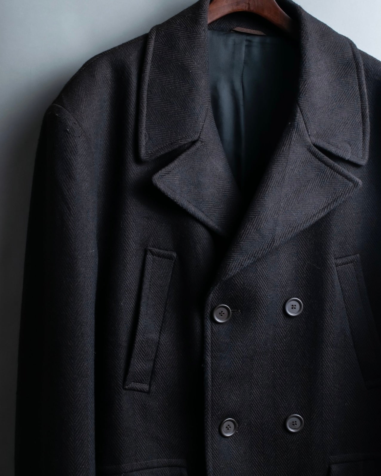 Vintage herringbone drop shoulder p coat