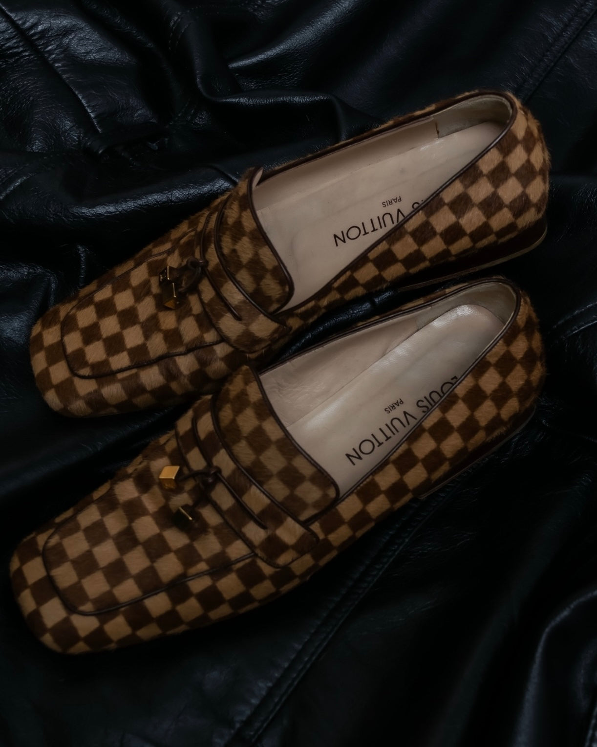 "Louis Vuitton" Damier designed unborn calf loafer