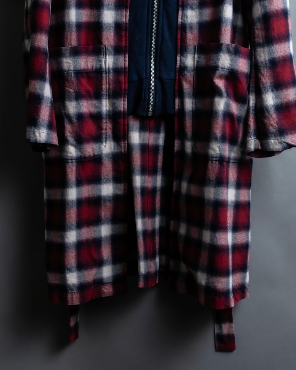 “John UNDERCOVER” gown designed check long hoodie