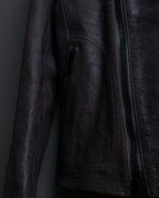 "EMPORIO ARMANI" grained lamb leather double zip jacket